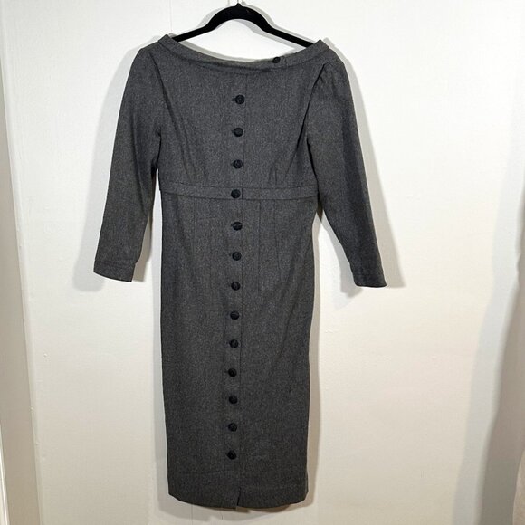 Vintage Marc Jacobs Light Grey Wool Blend Wiggle Dress Sz 4 Retro Preppy - Picture 2 of 12